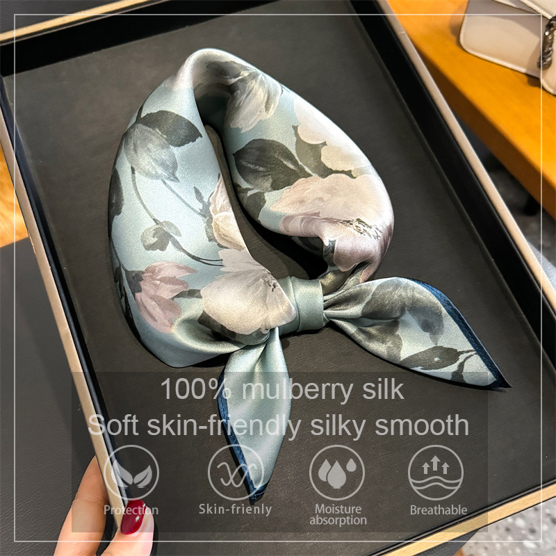 Scarf Silk Square - 100% Silk Scarf Bandana Women Square