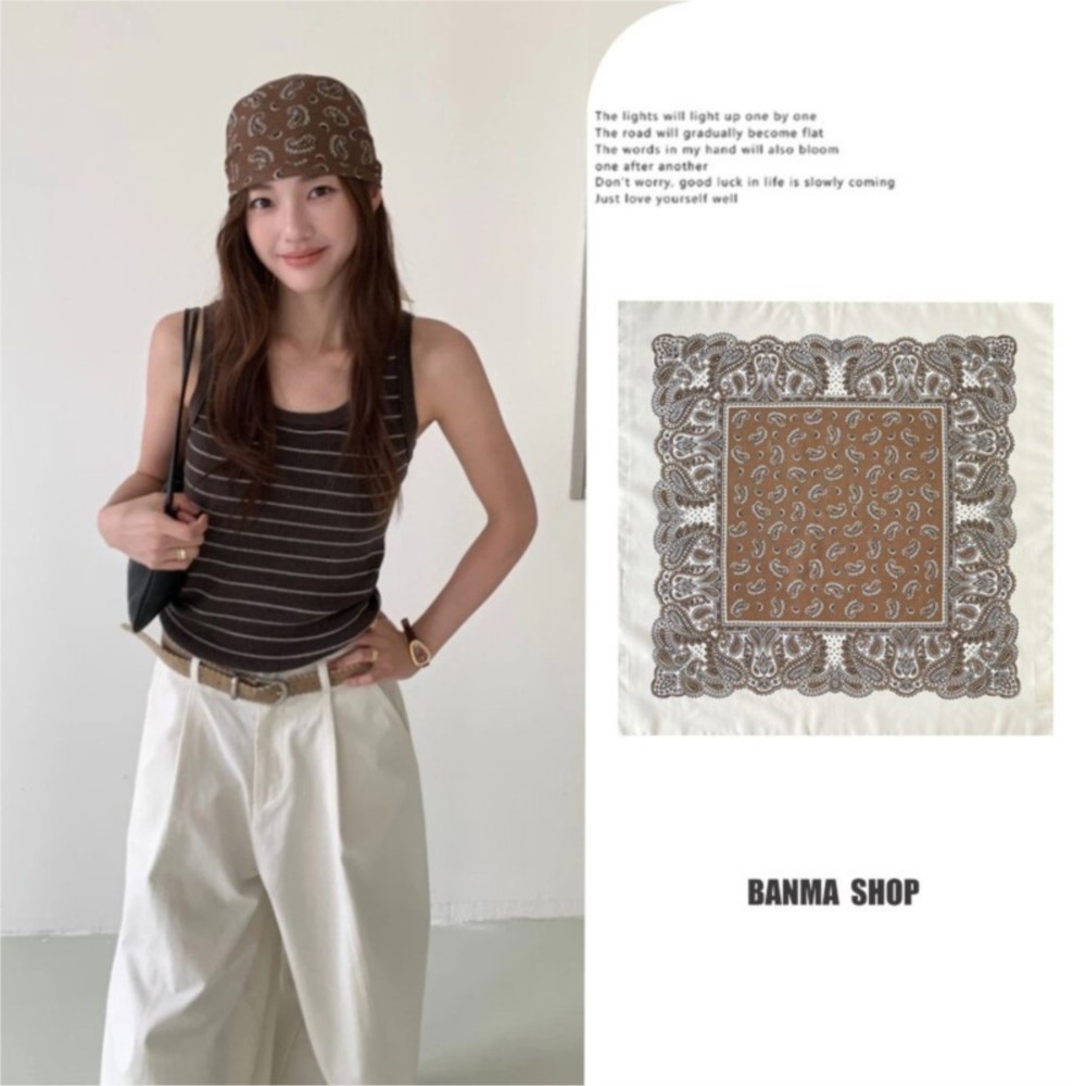 70cm Retro Paisley Square Scar - Bandana Cotton ulasan dan harga