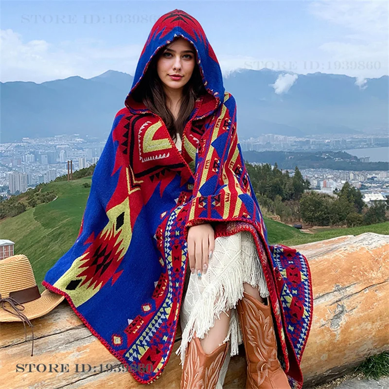 Hooded Warmth Scarf Shawl Cape - Woven Scarf Blanket ulasan dan harga