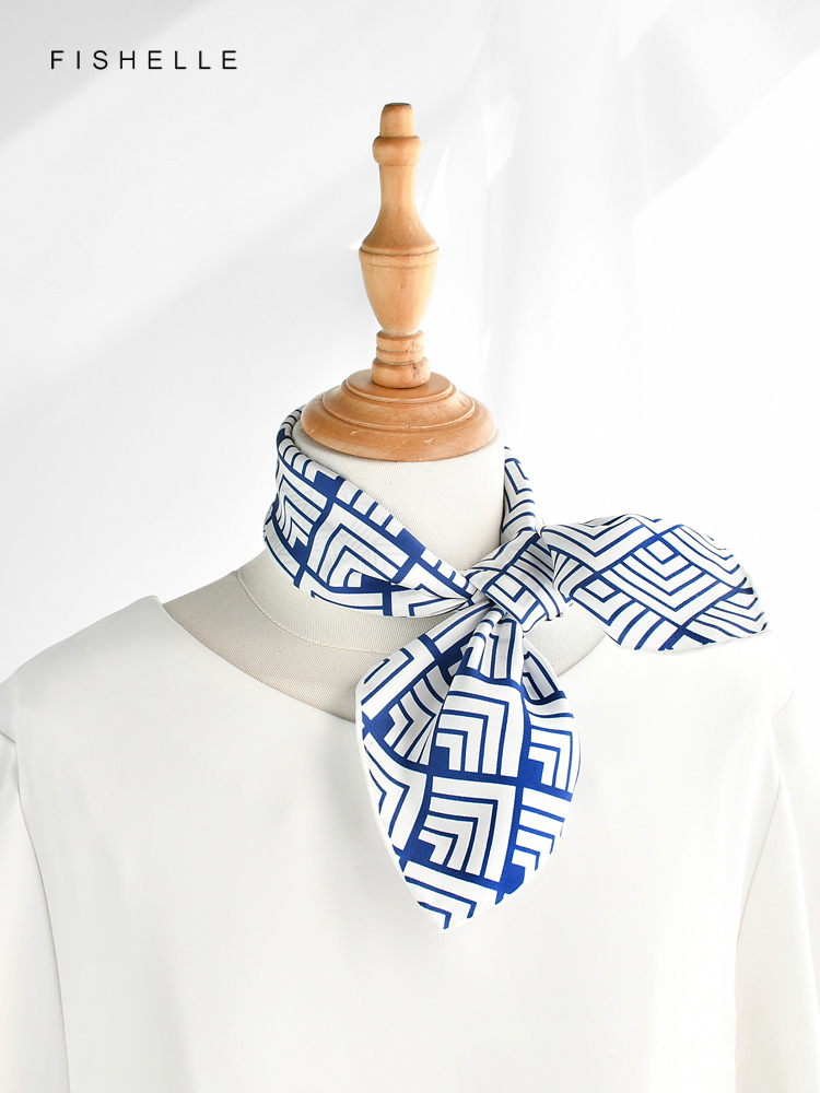 Geometric printed real silk tw - Scarf Silk Square ulasan dan harga