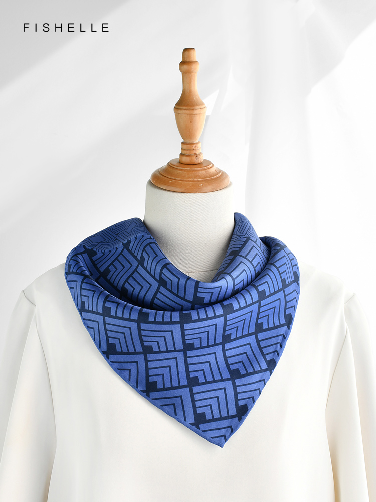 Geometric printed real silk tw - Scarf Silk Square ulasan dan harga