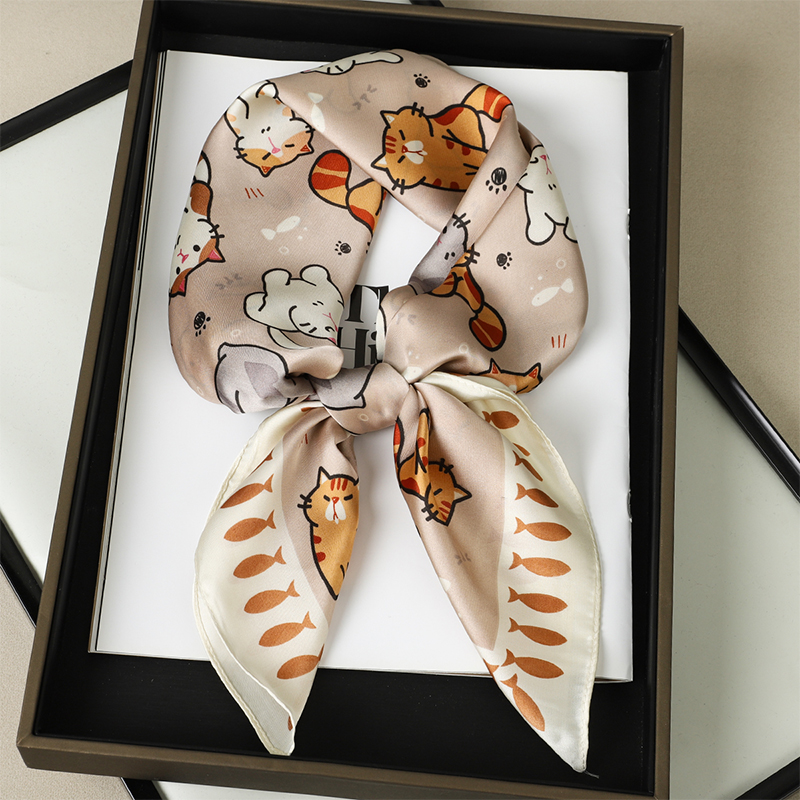 Luxury Silk Shawl Fat Cat Squa - Silk Neck Scarf ulasan dan harga