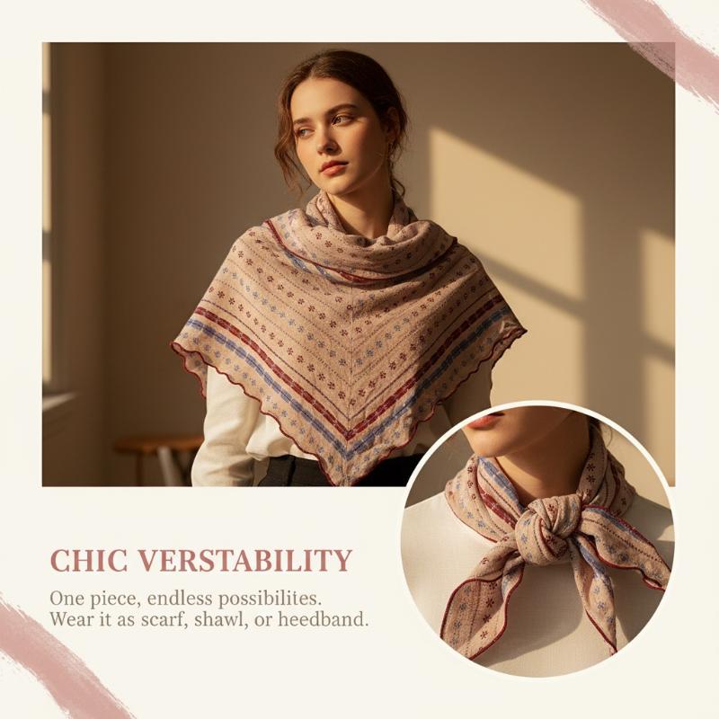 Cotton Linen Triangle Scarf Ca - Bandana Cotton ulasan dan harga